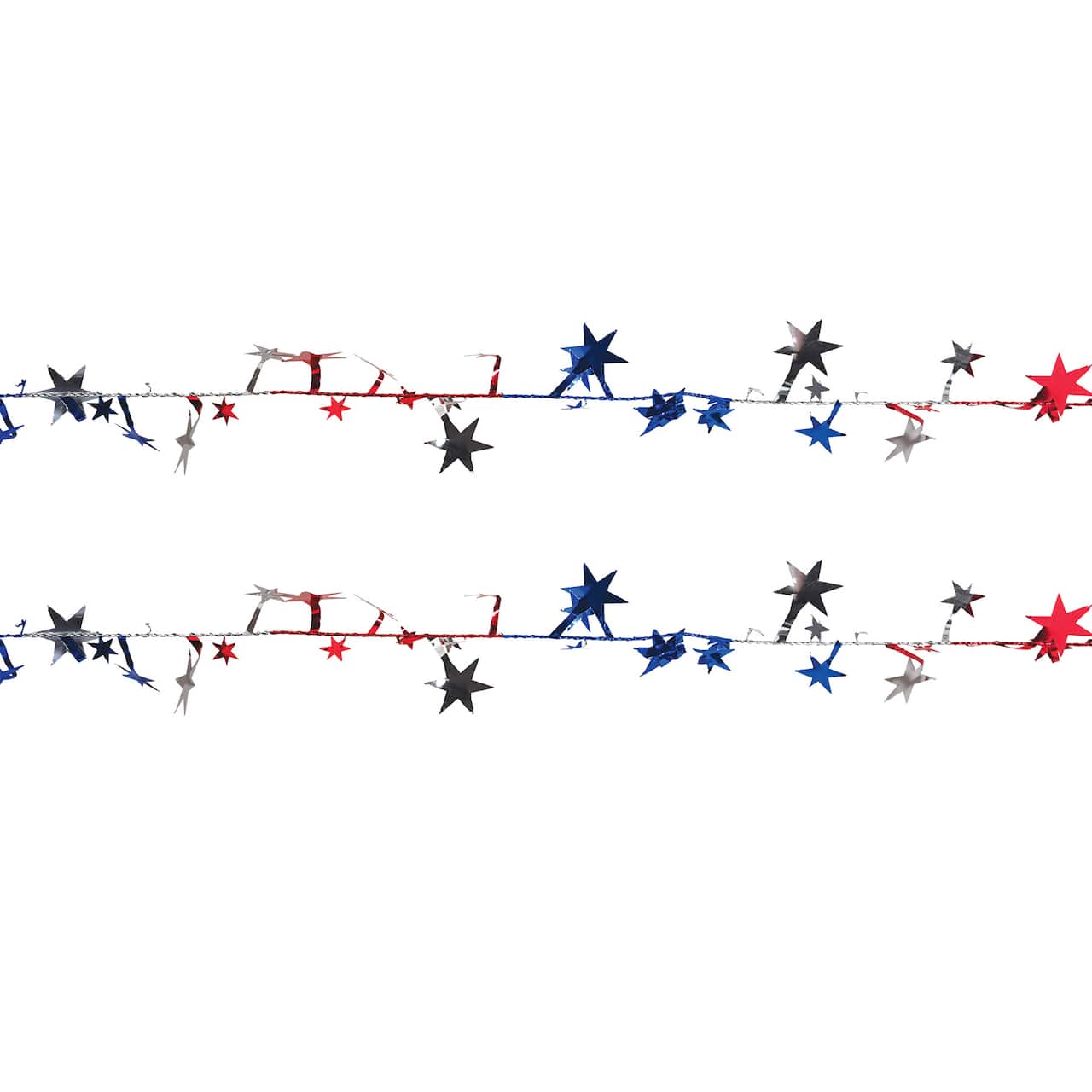 Beistle 25ft. Red, Silver & Blue Gleam 'N Flex Star Garlands, 2ct.